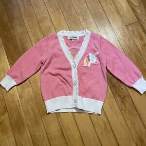 Girlhood Pink And White Unicorn Cardigan